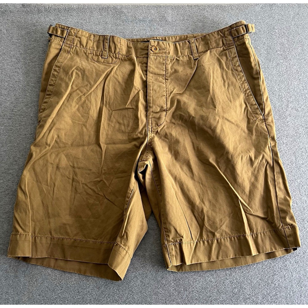 Banana Republic Mens 38 Beige Cotton Chino Shorts Flat Front Slash Pockets 10"
